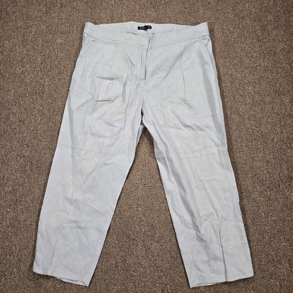 Eileen Fisher Pants Womens 10 Gray Linen Blend Straight Leg Italian Fabric